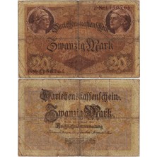 Banknoting Almanya 20 Mark 1914 I. Dünya Savaşı Dönemi. Temiz.
