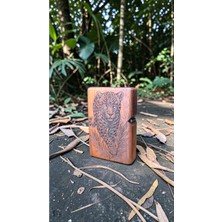 Precious Ireko Ağacı Lazer Kazıma Leopar Figürlü Benzinli Çakmak - El Yapımı Özel Tasarım