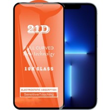 Bukrem Store Apple Uyumlu   iPhone 13 Pro Max Ekran Koruyucu 21D Tam Kaplayan Kırılmaz Cam Kavisli