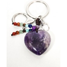 Moncuk Design Kalp Kesim Kan Taşı Doğal Taş ve Çakra Boncuklu Anahtarlık – Cesaret ve Canlılık Veren Şık Çanta Aksesuarı