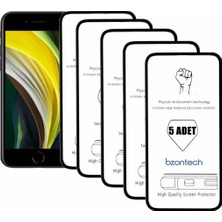 Bukrem Store Apple Uyumlu iPhone Se 2020 Siyah Ile Ekran Koruyucu Tam Kaplayan 5li Set