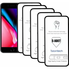 Bukrem Store Apple Uyumlu iPhone 7 Siyah Ekran Koruyucu Tam Kaplayan 5li Set