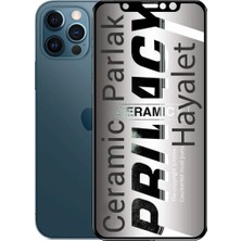 Bukrem Store Apple Uyumlu   iPhone 12 Pro Hayalet Ekran Koruyucu Parlak Seramik Gizli Privacy