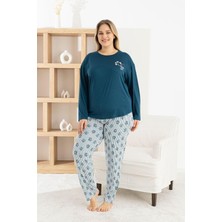 Pijamoni Kadın Milan Büyük Beden Bisiklet Yaka Uzun Kol Ince Pijama Takımı 7666/50 - 1 Adet