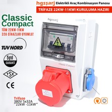 Hgsşarj "Classic Compact" 22kW Trifaze 5X32A + 1X16A Elektrikli Araç Kombinasyon Kutusu Schneider Marka Sigorta Grubu