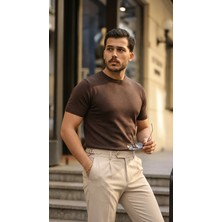 Nidam Butik Erkek Basic Bisiklet Yaka Kısa Kollu Triko Tişört - %100 Pamuk Akrilik