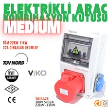 Hgsşarj "medium" 22kW 5X32A - 1X16A Elektrikli Araç Kombinasyon Kutusu, V i k o/P a n a s o n i c, 5 Yıl Garanti