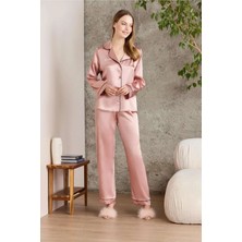 Pierre Cardin Kadın Saten Biyeli Pijama Takımı 1200  Anti-Bakteriyel Özelliklerle