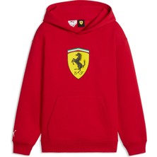 Puma Scuderıa Ferrarı Erkek Kapüşonlu Sweatshirt Düz Desen ve Rosso Corsa Renk Seçeneği