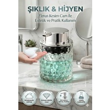 Playtronik Lüks Elmas Desenli Cam Sıvı Sabunluk Banyo Tuvalet Veya Mutfak - Dekoratif Banyo Aksesuarı