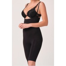 Siyah Kadın Paçalı Boy Dikişsiz Korse