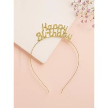 Parti Adresi Metal Happy Birthday Taç Doğum Günü Tacı Gold