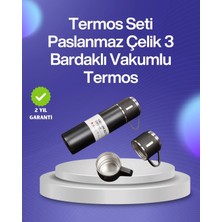Uslucan Alışveriş Isıyı Uzun Süre Koruyan 500 ml Termos Seti | Çelik Gövde, 2 Bardaklı, Hediye Kutulu