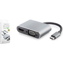 Hadron Hdx7839 Type-C To Hub Hdtv 4K 30Hz + Type-C + Usb + Vga 4İn1 Gri