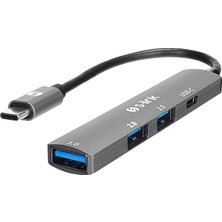 S-Link Swv-Usbc023 4 İn 1 Gri Metal Typec To 2-Usb2.0 Usb 3.0, Pd Type C Adaptör