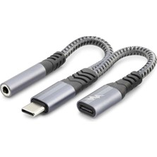 Pileli Store Pilelistore Type-C To 3.5 mm + Type-C Araç Şarj Ayırıcı Kablo - Siyah GJ-018