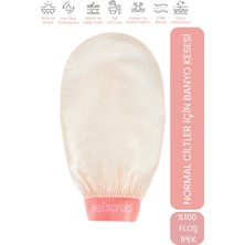 LET'SCRUB Ekru Banyo Duş Kesesi Peeling Eldiveni %100 Floş Ipek Normal Ciltler İçin