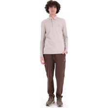 Piero Perla Regular Fit Penye İnterlok Jakar Yakalı Uzun Kollu Polo Erkek Taş T-Shirt