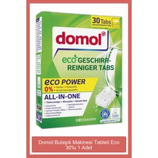 Domol Bulaşık Makinesi Tableti - 30 Yıkama, Organik, Kokusuz, Düşük Sıcaklıkta Etkili Temizlik ve Cam Koruma
