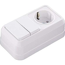 Sıva Üstü Ikili Komütatör Topraklı Priz, Beyaz