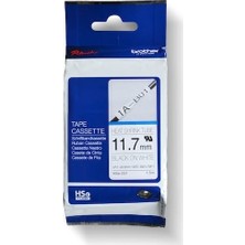  brother p-touch hse-231 12 mm beyaz üzerine siyah ısı ıle daralan laminasyonlu etiket