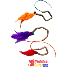 Matatabi Cats Ipli Tüylü ve Sesli, Doğal Kedi Çiğneme Çubuklu Kedi Oyuncağı (Kedi Otu Değildir)