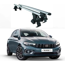 Turtle Can Carry Rex Fiat Egea Sedan için Oluksuz Tavan Portbagaj Ara Atkı Seti, Renk Gri