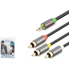 Hadron Hdx1065 3.5Mm To 3Rca Kablo 2Line Gold 3 Metre Siyah