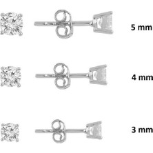 Söğütlü Silver Gümüş 925 Ayar Pırlanta Montürlü 3 Boy Mini Tektaş Küpeler