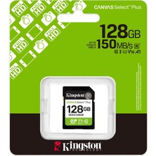  kingston sds3-128gb 128gb sdxc canvas select plus gen3 150mb-s c10 uhs-ı u1 v10 hafıza kartı
