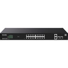 Tenda Teg2220P-16-250W 16 Port 10-100-1000 Poe +2 Sfp Switch Cloud Yönetilebilir Çelik Kasa Switch