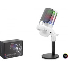 Pileli Store Pilelistore Profesyonel Mikser Kontrollü Gaming Rgb Mikrofon 24 Bit Çinko Alaşım Gövde Type-C - Beyaz ME6SW