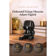 Korıxa Kitap Okuyan Adam Figürü – Dekoratif Minimal Biblo, Modern Masa Üstü Dekor Siyah