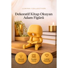 Korıxa Kitap Okuyan Adam Figürü – Dekoratif Minimal Biblo, Modern Masa Üstü Dekor Altın Gold