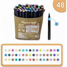 Gökyüzü Işığı 48LI Akrilik Marker Kalem Seti - Capybara Desenli