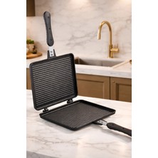Meşeler Ocak Üstü Granit Döküm  El Tost ve Çok Amaçlı Grill Tava 26 cm