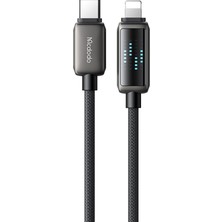 Mcdodo Ca-2630 36W Usb-C To Lightning Şarj Hiz Göstergeli Şarj Ve Data Kablosu 120 Cm Siyah