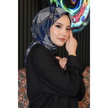 Afvente Kesişim Desen Siyah Soft Pamuk Eşarp