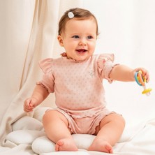 Ürünya Kız Bebek Jakarlı Fırfırlı Nakış İşlemeli Kısa Kollu Şortlu 2'li Takım