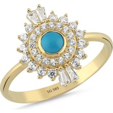 Sembol Gold 14 Ayar Mavi Akik Taşlı Altın Yüzük 2,12 gr