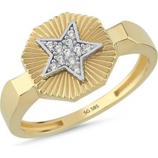 Sembol Gold 14 Ayar Yıldız Detaylı Altın Yüzük 2,15 gr