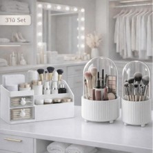 Blackstar Çekmeceli Makyaj Organizer, 360° Dönebilen ve Fırça Düzenleyici 3’lü Set