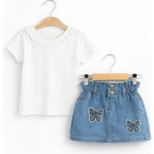 Overdo Kız Çocuk Kot Etekli Tişört 2li Takım