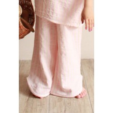 Oh la la Koala For Little Ones Pembe Çizgili Müslin Yan Yırtmaçlı Pantolon