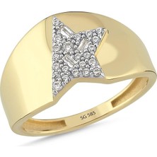 Sembol Gold 14 Ayar Yıldız Detaylı Taşlı Altın Yüzük 2.70 Gram