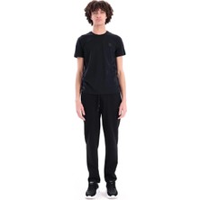 Piero Perla Jaguar Baskılı ve Etek Nakışlı Bisiklet Yaka Slim Fit Erkek Siyah T-Shirt