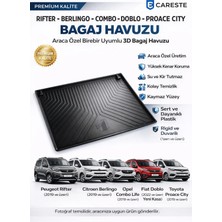 CarEste Rifter Berlingo Combo Doblo Proace City Uyumlu Bagaj Havuzu 3D Araca Özel 2019+ Yumuşak Kauçuktur