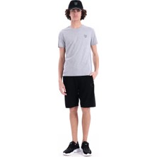 Piero Perla Jaguar Baskılı ve Etek Nakışlı Bisiklet Yaka Slim Fit Erkek Gri Melanj T-Shirt