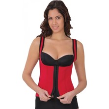 Pileli Store Pilelistore Kırmızı Mı 9173 Terletici Agraflı Göğsü Açık Atlet Korse