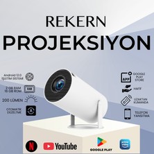 Rekern Mini Projeksiyon Cihazı, Wifi ve Bluetooth Destekli, 180° Dönebilen Taşınabilir Film Projektörü, 4K Destekl,Otomatik Görüntü Düzeltme,görüntü Yansıtma, Akıllı Telefon/tv Stick/laptop Uyumlu